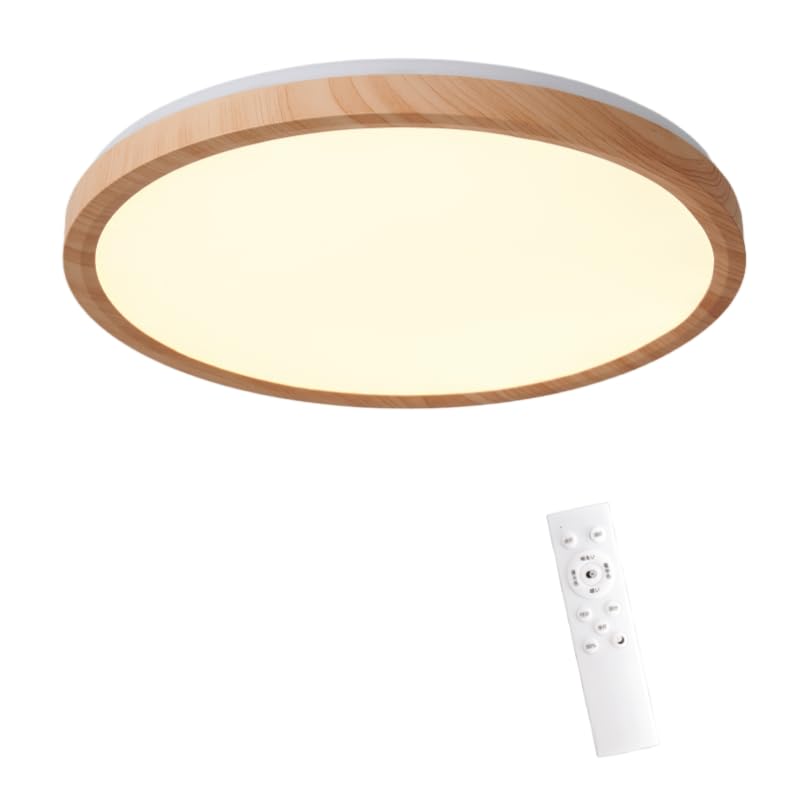 NIBOENOKI LEDシーリングライト 木目調 薄型 6畳用 天井照明 28w 上下発光 間接照明 調光調色 3000K-6000K 電球色 昼光色 小型3...