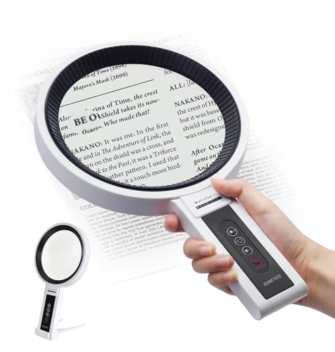 SUNEYES 拡大鏡 大型 卓上＆手持ちルーペ スタンド 2.5倍&4.5倍 レンズ径13.2cm TypeC充電式 34個LEDラ..