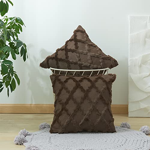 YunJeude クッションカバー 45x45cm 北欧 2枚セット フェイクファー ベルベット おしゃれ 可愛い 柔ら..