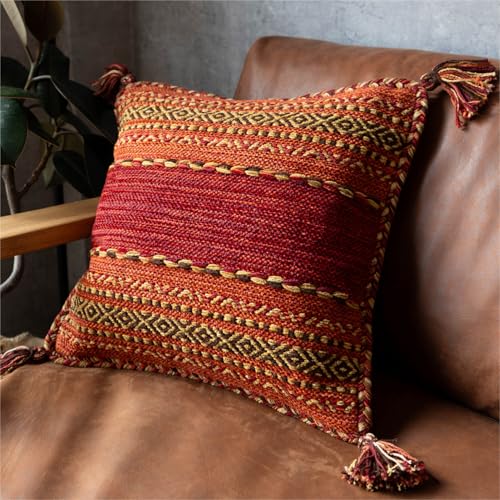 サヤンサヤン クッションカバー 手織り インド キリム 45x45 バーガンディー レッド アジアン