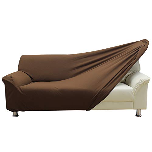 LUCK gaufre ソファーカバー 3人掛け 肘付き カカオブラウン 洗える 無地 北欧 おしゃれ 伸縮 フィット ストレッチ かわいい さらさら 速乾