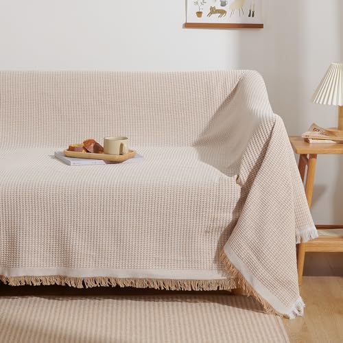 Atokazo ソファーカバー 北欧風 マルチカバー ソファカバー 肘付き 肘なし 多機能 ブランケット 綿 リバーシブル フリンジ付き おしゃれ 保護カバー ...