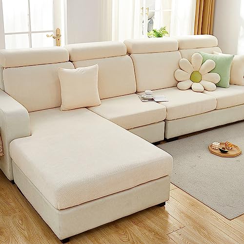 ソファーカバー シェニール織 ぴったりフィット 座面カバー 縦横弾力 全面保護 汚れ キズ 爪とぎ防止 ストレッチ クッションカバー 四季通用(ベージュ,1人掛...
