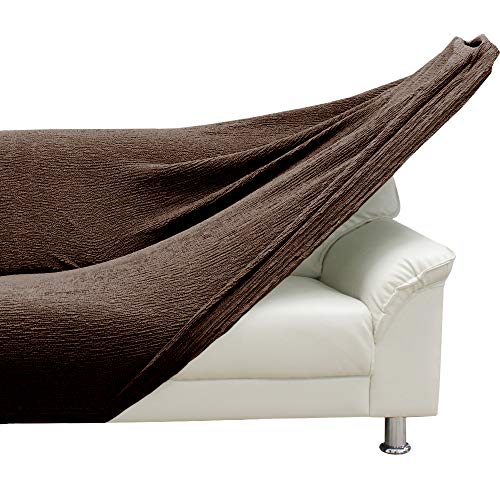 fits ソファーカバー 肘付き 3人掛け ハイバック 北欧 おしゃれ ストレッチ 伸びる ずれない マルチカバー フィット 洗える 伸縮素材 アンバーブラウン