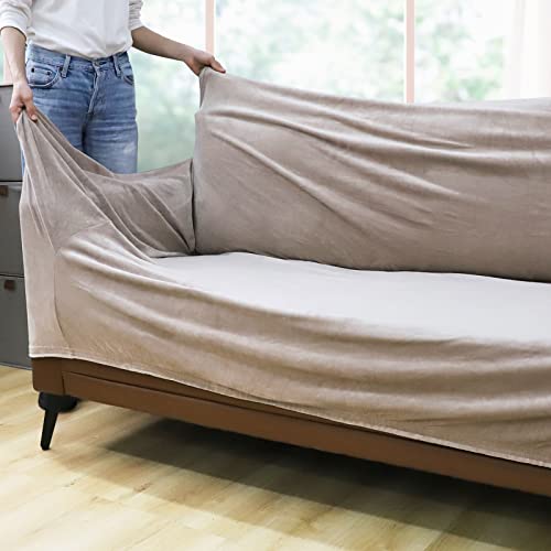 ソファーカバー 2人掛け 肘付き 「毛が絡みにくい素材」「爪研ぎ対策」「ペットと一緒にくつろげる新感触」肘付ストレッチハイバックソファカバー 一体型 伸縮 スト...