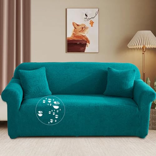 ソファーカバー 2人掛け 肘付き 葉紋様 クッションカバー2枚付 撥水加工 ソファ保護カバー 北欧 ソファーベッド ソファーパッド 洗える ソファーマット ソフ...