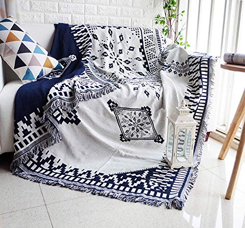 TMVOK マルチカバー ブランケットフリンジ付き ソファカバー おしゃれ 北欧風 リバーシブル 犬猫傷 防止 保護カバー 綿 2人掛け 3人掛け 肘付き 肘な...