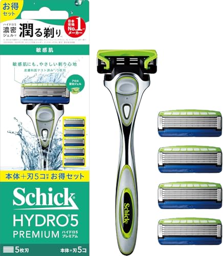 シック Schick ハイドロ5プレミアム 敏感肌 コンボパック（ホルダー（刃付き）＋替刃4コ）　髭剃りメンズ カミソリ