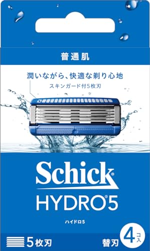 Schick(シック) ハイドロ ハイドロ5 ベーシック 替刃 (4コ入) スキンガード付 5枚刃 ブルー 4個 (x 1)