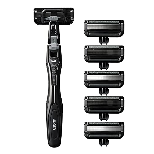 AUGER 5枚刃 カミソリ コンボパック ホルダー+替刃 6個付 (貝印(Kai Corporation) AUGER (オーガー) 髭剃り 替刃交換式 男性 メンズ)