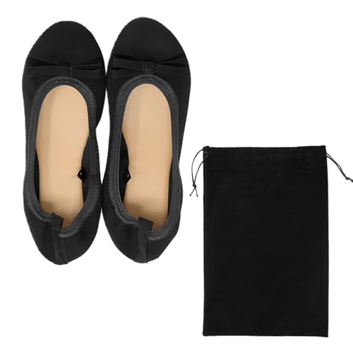 [ミラシック] 携帯スリッパ 折りたたまない XSサイズ 収納袋付き バンプス 持ち運び 上品 滑り止め かかと付き TN-MBSL ブラック large