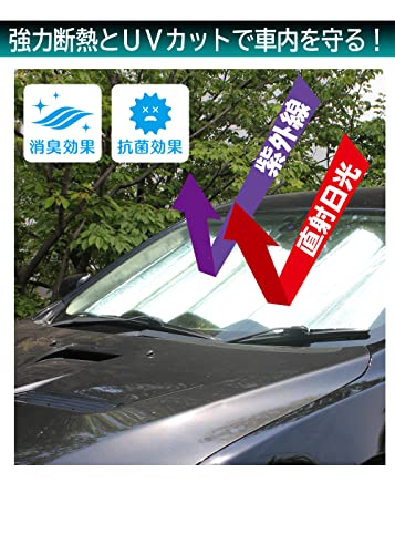 メルテック(meltec) 車用 日よけ ダブルパークシェード フロント用 Lサイズ 強力断熱&UVカット 消臭&抗菌 1350×800mm 吸盤2個入り Meltec PBW-22