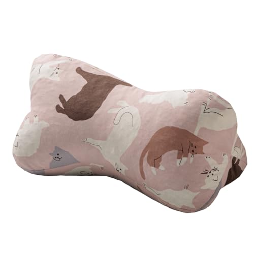 イケヒコ 寝具 まくら クッション ほね枕 約32×15cm ねこ柄 ピンク 日本製 低反発チップ 足枕 腰当 もっちり #1195620221618