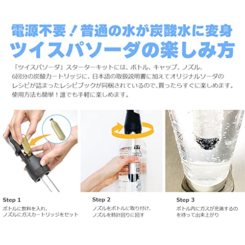 グリーンハウス ツイスパソーダ 簡単に炭酸水が作れる ジュースやお酒も 家でも外でも 持ち運び すぐ使えるスターターキット SODACK