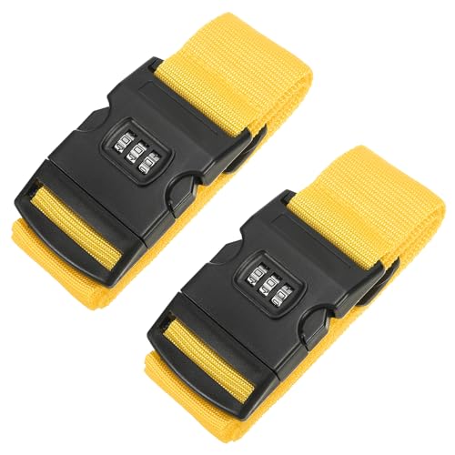 PATIKIL 荷物用ストラップ 2個セットのスーツケース用ストラップ 組み合わせロック付きの調節可能な荷物ベルト 旅行用にTSA承認済み イエロー