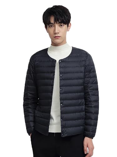 MUISHUYU ダウンジャケット メンズ 襟なし インナーダウン ノーカラー ウルトラライトダウン ...