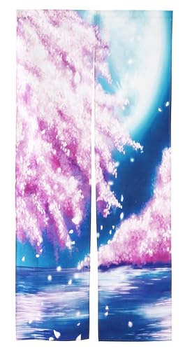 のれん 暖簾 180cm丈 春 桜 夜桜 花 ロング 丈 飾り 装飾 おしゃれ 和風 和 モダン 北欧 ロング 可愛い 突っ張り棒 暖簾 間仕切り 押し入れ クローゼット 洗面所 脱衣所 棚 玄関 インテリア 布
