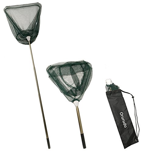 【オルルド釣具】ワンタッチネット 折りたためる玉網 収納袋（ナップサック）付き 4段継 全長163cm 折りたたみ時42cm qb510001a02n0