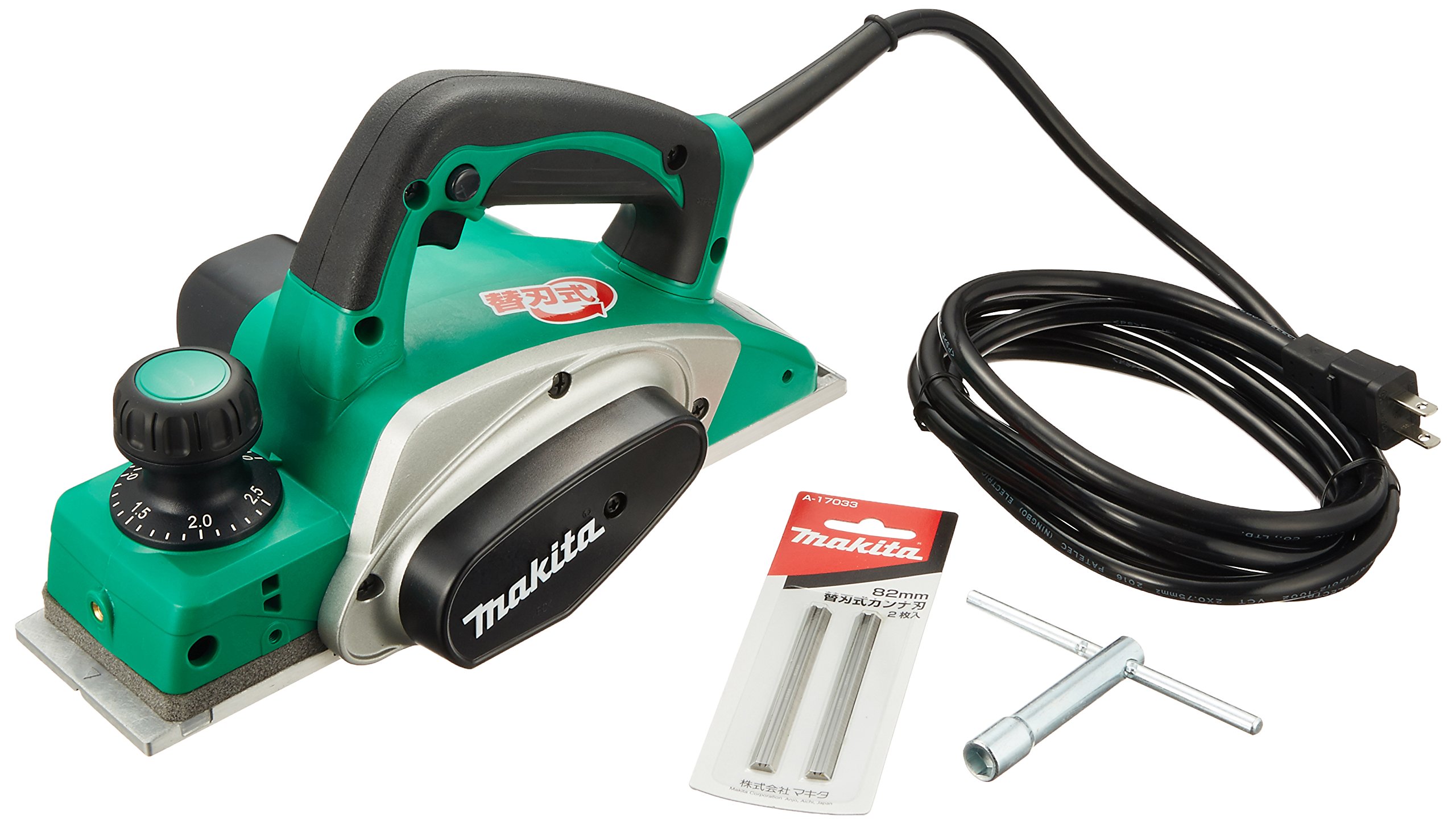 ◆商品名：マキタ(Makita) 電気カンナ M194最大切削幅:82mm最大切削深さ:2.5mm回転数(min-1)[回転/分]:17000電源:単相100V電流:6.1A消費電力:580W全長:285mm質量:2.5kgコード長さ:2.5m