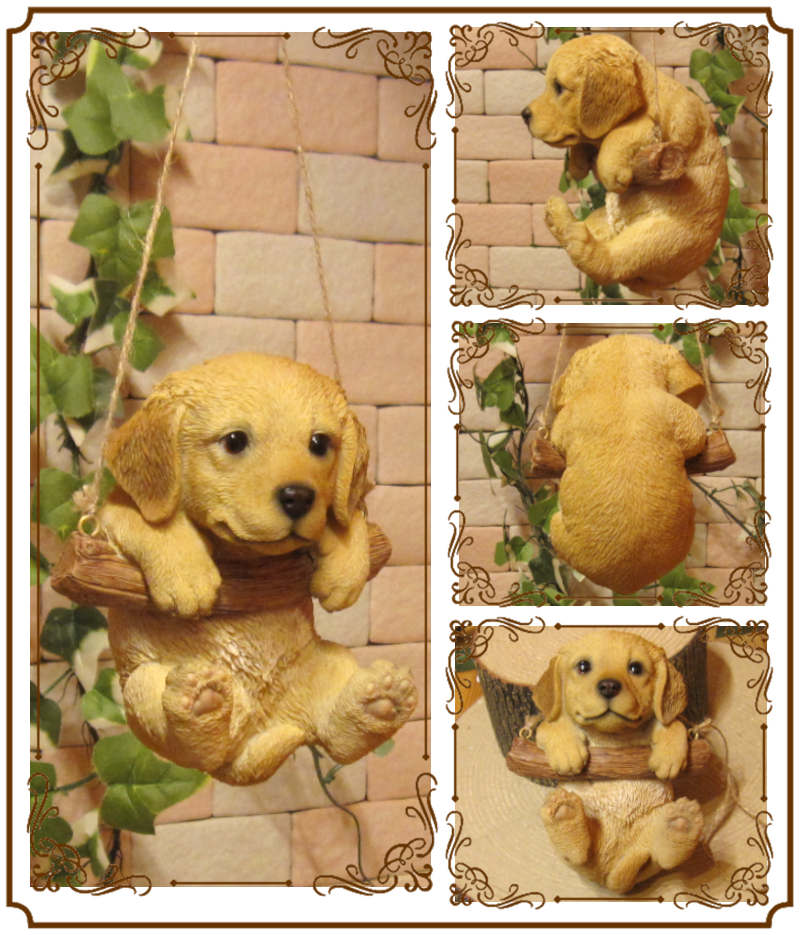 犬の置物 ゴールデンレトリバー ブランコドッグ Aタイプ ワンちゃん いぬ オブジェ リアル ドッグ モチーフ 毛並み こだわり オーナメント ガーデニング 愛嬌 カフェ インテリア ベランダアート