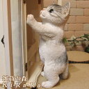 猫 置物 リアル ねこ ネコ キャット リアルな猫の置物 お願いキャット2 グレー 動物オブジェ ガーデンオーナメント 装飾 フィギュア モチーフ インテリア 玄関先 庭 雑貨