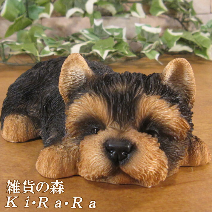 犬の置物 ヨークシャーテリア　ウトウト・ねむねむ　ヨーキー　ワンちゃん いぬ オブジェ リアル ドッ..