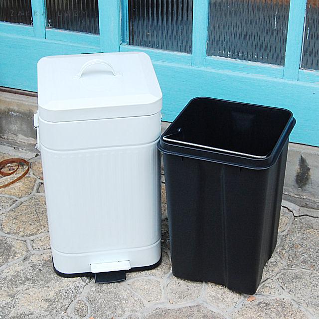 「ペダルビンスクエアL(ホワイト)」ゴミ箱 ごみ箱 ダストボックス 四角 インテリア バケツ ブリキ プラスチック