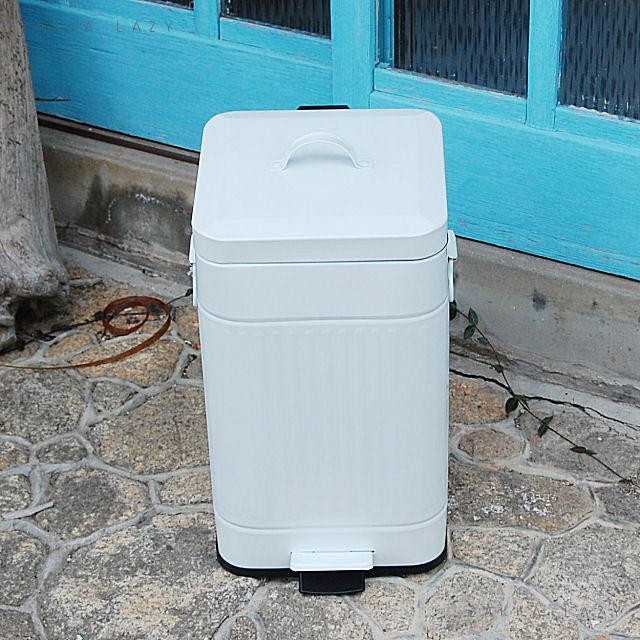 「ペダルビンスクエアL(ホワイト)」ゴミ箱 ごみ箱 ダストボックス 四角 インテリア バケツ ブリキ プラスチック