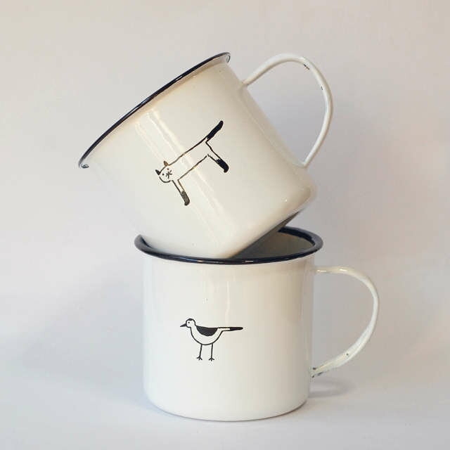 「ねこマグカップ / とりマグカップ」 とり マグカップ ねこ マグカップ ホーロー ほうろう 琺瑯 ホウロウ アンティーク風 アウトドア 取っ手