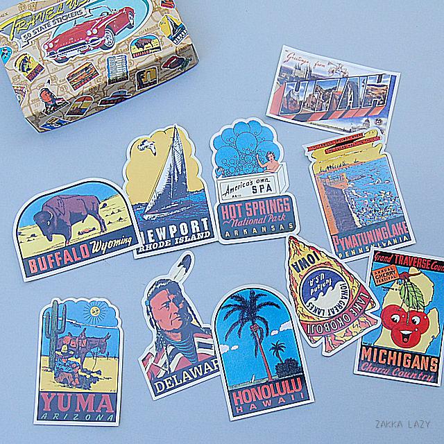 「トラベルステッカー U.S.A アソート10枚セット」【ネコポス対応5個まで】アメリカ USA ステッカー シール スクラップ デコレーション