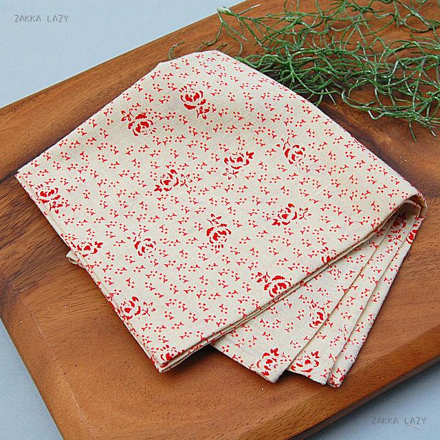 「ハンカチ　フラワー(レッド)」 夏 なつ サマー ハンカチ 花柄 お花 エチケット フラワー プチギフト ファッション 風呂敷【ネコポス・コンパクト対応】