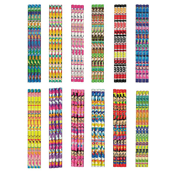 【24個セット】【ディズニー 文具】ディズニー4本えんぴつセット 販促 ノベルティ キャラクターグッズ 子ども バザー 町内会 子ども会 こども キッズ 子供会...