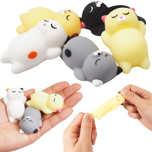 【25個セット】【スクイーズ かわいい】もちもちお昼寝にゃんこスクイーズ おもち...