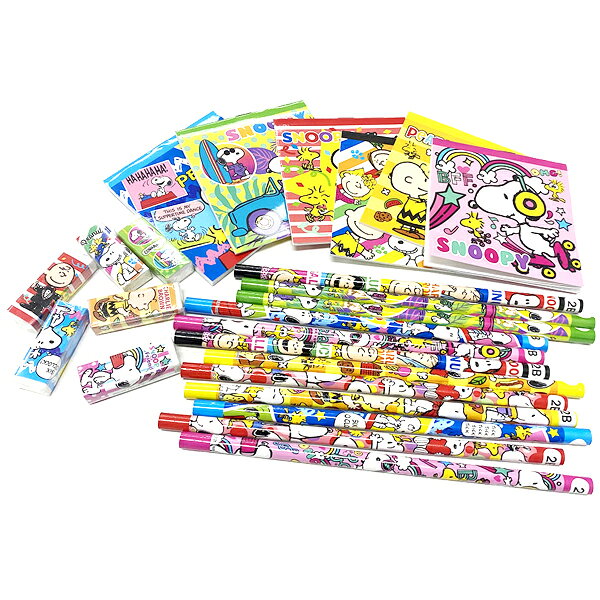 【25個セット】【キャラクター 文房具セット】スヌーピーカラフル 4点文具セット キャラクター セット 景品 文具 文房具 かわいい おしゃれ イベント くじ引き 縁日 お祭り 夏祭り 参加賞 おまけ お子様ランチ 配布 販促 zakkamarche-10014940 花火 クリスマスブーツzakkamarche サンプル画像3