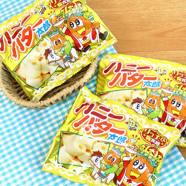 【駄菓子】菓道 ハニーバター太郎 30入 おかし 駄菓子屋 珍味 ちんみ おつまみ お菓子 日本酒 ビール お茶菓子 子供 景品 お祭り 縁日 子ども会 子供会 お祭り問屋