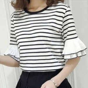 フリルボーダーTシャツ