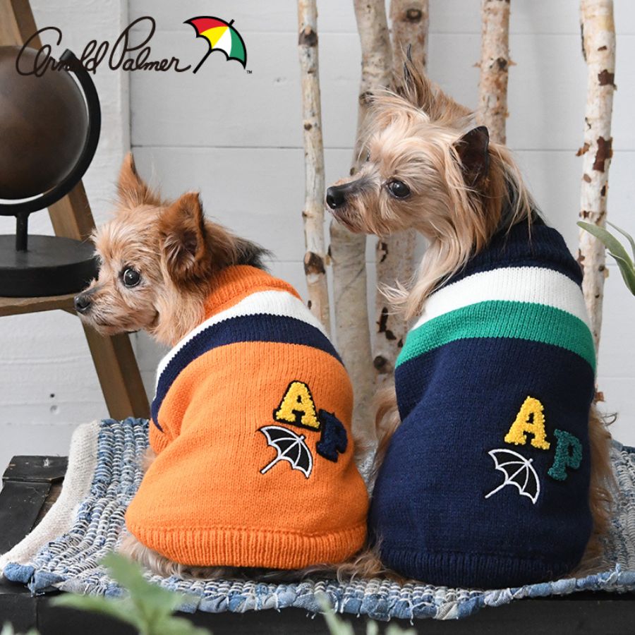 ARNOLD PALMER ワッペン付きニット 秋冬 22a 犬服 トップス ニット SALE