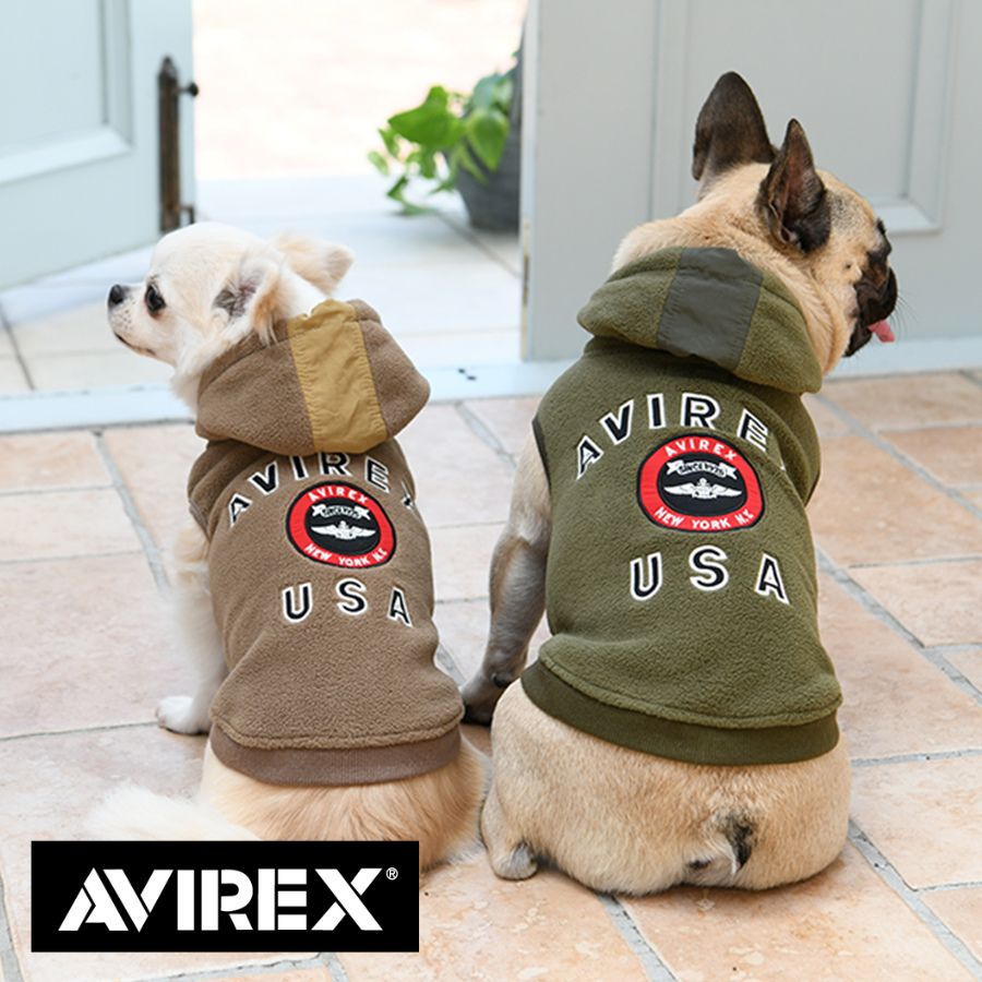 AVIREX バーシティフリースフーディ | 犬服 トップス フリース お腹側チャック開き 22a SALE アヴィレックス アビレックス