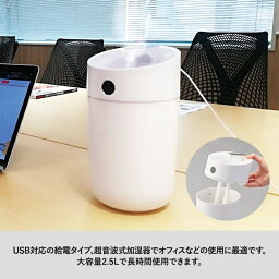 加湿器 卓上 2.5L ダブルミスト | おしゃれ デスク オフィス 大容量 小型 コンパクト LEDライト付き