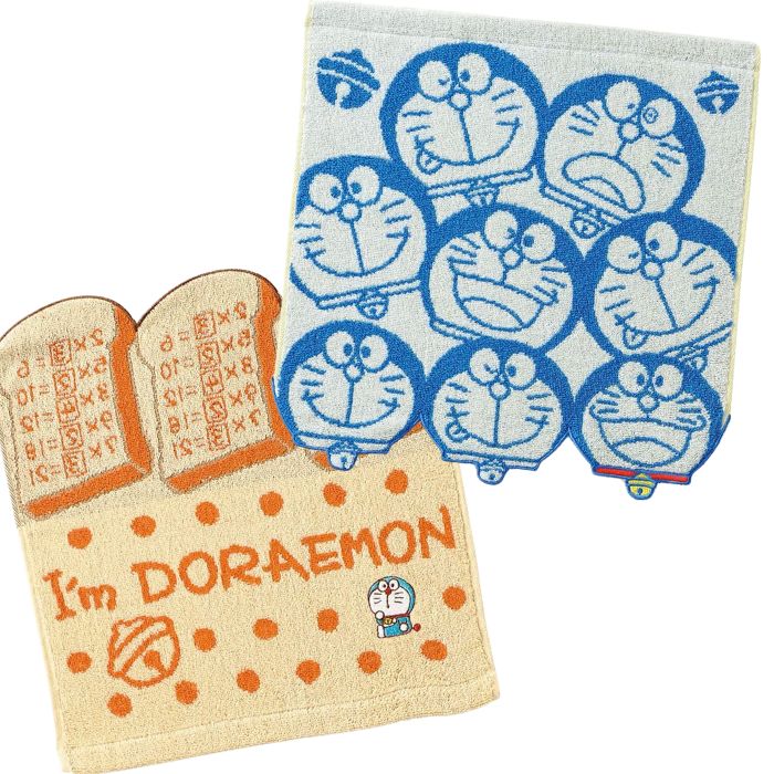 【送料無料】 ドラえもん ウォッシュタオル ハンドタオル 34×36cm おしぼり 綿100% タオル おとこのこ おんなのこ 男子 女子 中学生 高校生 ティーン 通勤 通学 部活 レジャー かわいい キャラクター