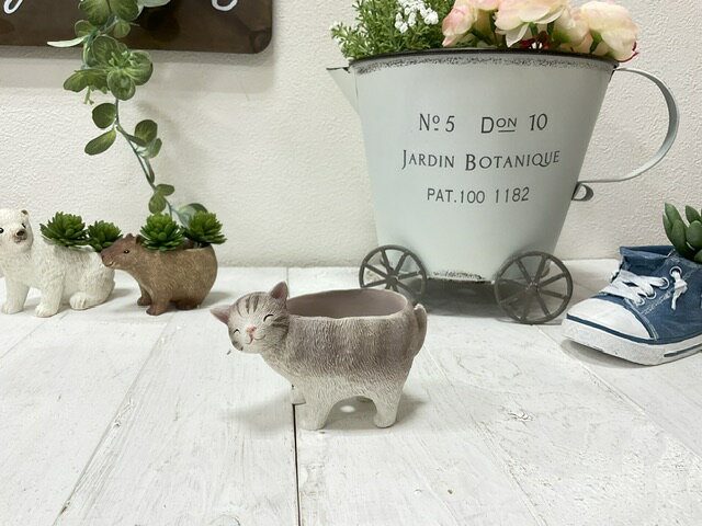 リールシネットポット　穴あり　4076ミニサイズ　ポット　猫　ネコ　ねこ　ナチュラル　雑貨　ナチュラ..