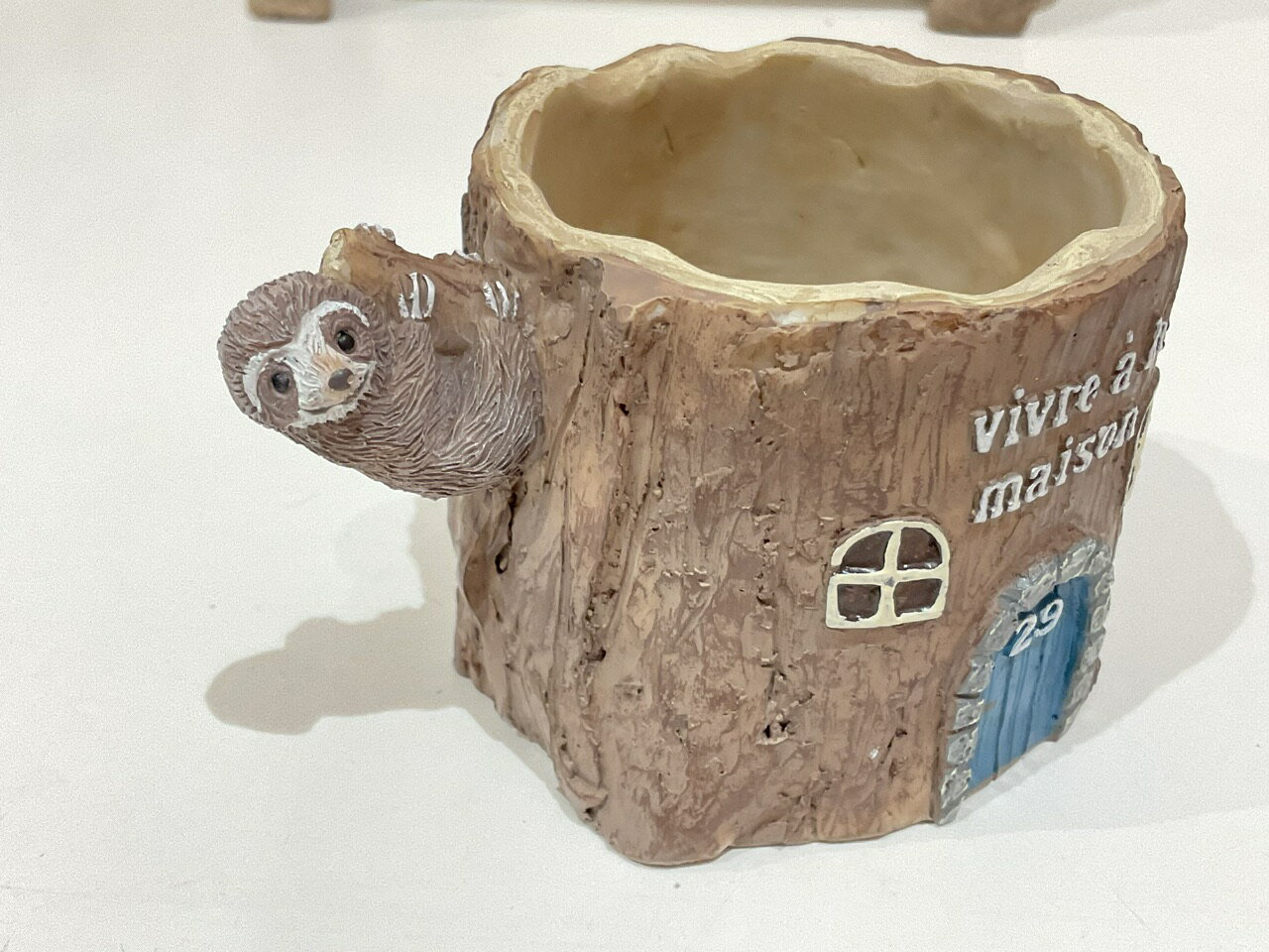 【ミニポット】パレスーアルブルポットS 4223ガーデンオーナメント　室内　ミニプランター　鉢植え　テラコッタ　穴あり　ガーデンポット　お庭　置物　おしゃれ　オシャレ　植木鉢　鉢　切り株　キリカブ　きりかぶ　多肉植物　ナマケモノ