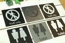 アクリル製 スクエア型 トイレプレート ドアプレート ＜STAFF ONLY＞＜Toilet＞ 木目調 ステンレス ブラック 二層板サインプレート ネームプレート DOOR PLATE TOILETプレート トイレプレート トイレマーク レーザー彫刻 屋外 屋外使用 表札