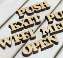 木製プレート ドアプレート ナチュラル レーザー加工 MEN WIFI PUSH PULL OPEN EXIT メール便対応可