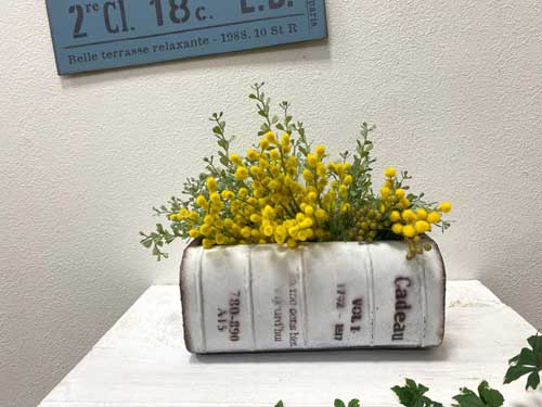 【植木鉢】リーヴルドカジオン　アイボリーホワイト 穴ありアンティーク風　　Tin ブリキポット　バケツ　シャビー　ナチュラル　雑貨　ナチュラル雑貨　おしゃれ　植木鉢　鉢　un1161のサムネイル