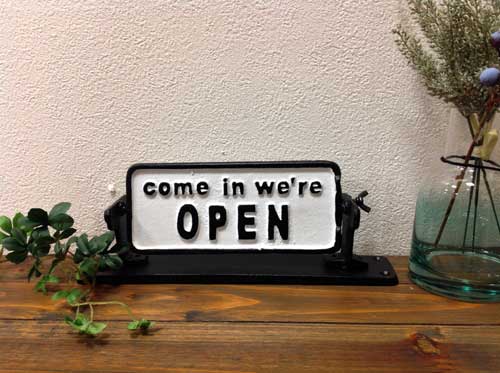 2WAY！アイアン製　アイアンプレート　OPEN/CLOSE　　　ホワイト/ブラックオープン/クローズ　OPEN/CLOSE　オープンプレート　アンティーク調　玄関　エントランス　ショップ　プレートのサムネイル