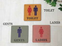 木製 カラートイレサインプレート TOILET LADIES GENTS ドアプレート サインボード 男性用 女性用 ネームプレート DOOR PLATE ウッドプレート ナチュラル ピクトサイン 英語 メール便対応可