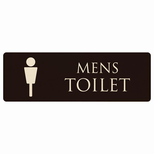 トイレ プレート 木製 MENS ブラック ナチュラル 長方形 18x6cm ドア サインプレート ピクトサイン トイレマーク表示 案内 注意 施設 御手洗 TOILET 安全対策