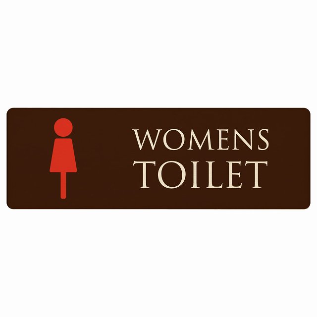 トイレ プレート 木製 WOMENS ブラウン＆カラー 長方形 18x6cm ドア サインプレート ピクトサイン トイレマーク表示 案内 注意 施設 御手洗 TOILET 安全対策