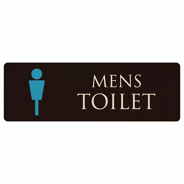 トイレ プレート 木製 MENS ブラック＆カラー 長方形 27x9cm ドア サインプレート ピクトサイン トイレマーク表示 案内 注意 施設 御手洗 TOILET 安全対策